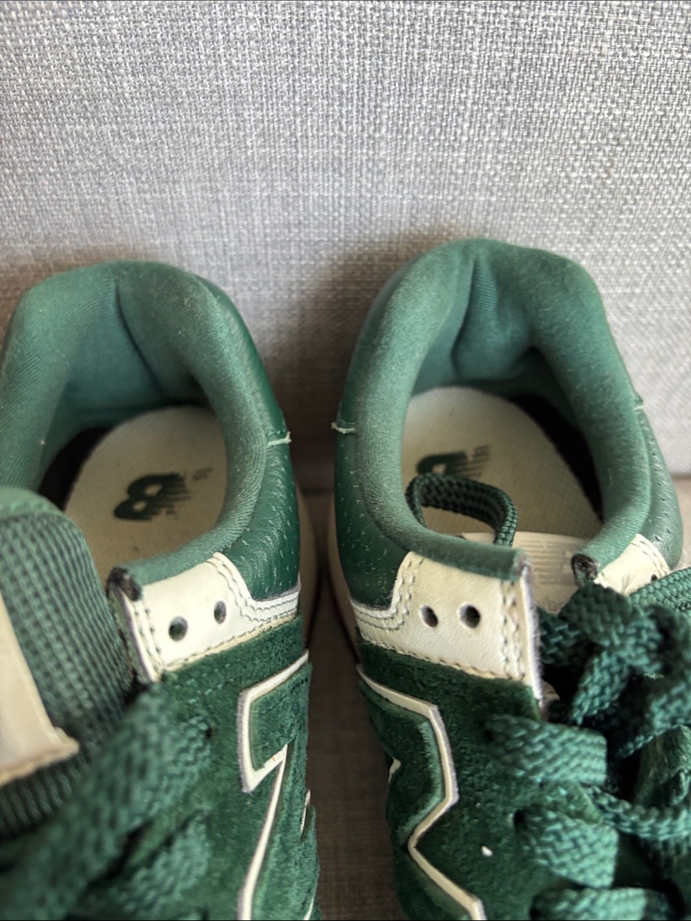 New Balance 574 Women's Acidic Green Suede Platform Sneakers with White Accents - Picture 6 of 10